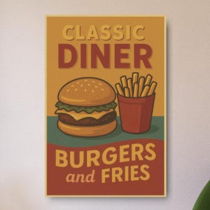 Vintage Diner Metal Art Sign Retro Kitchen Wall Decor, Rustic Food Lover’s Gift, Classic Americana Wall Art for Home or Restaurant