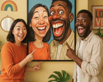 Turn Your Photo into a Funny Couple Caricature - Custom Friedns Cartoon Portrait Gift for Partners - Digital Download