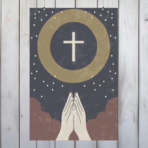 Reflexiones de oración: póster de arte cristiano, arte religioso espiritual para pared, papel mate fino, 3 tamaños - Serene Decor