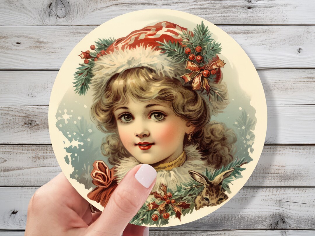 Vintage Christmas Sticker Xmas Vinyl Decal Sticker Etsy