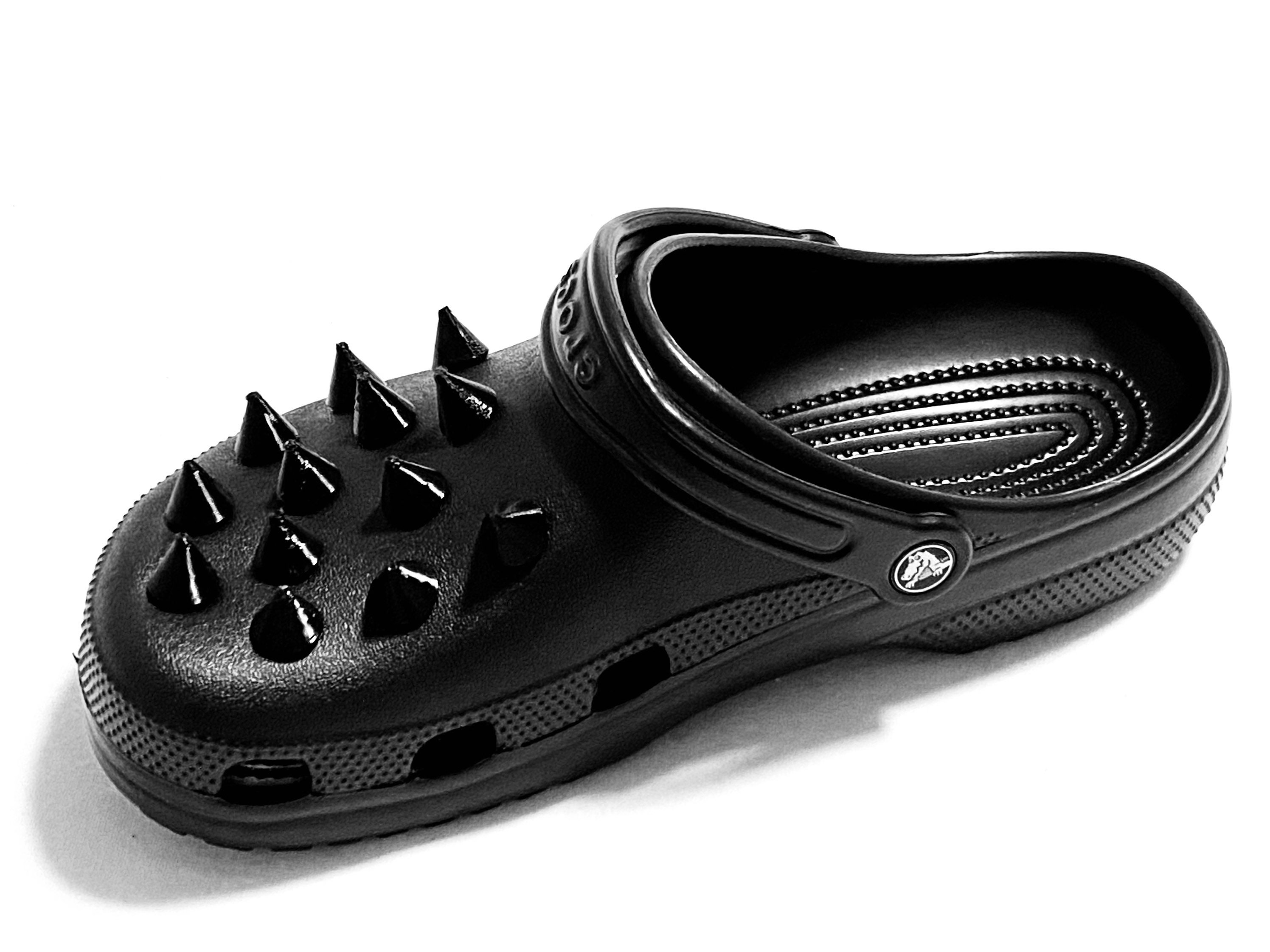 Black crocs with spikes best sale