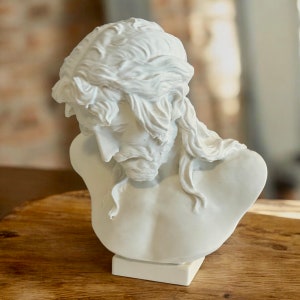 Christ on the Crucifix Desktop Bust - 3D Printed History Bookshelf Statue - Ancient Sculpture Home Decoration Gift