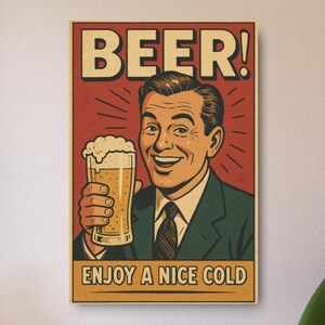 Vintage Beer Metal Art Sign, Retro Brewery Wall Decor, Rustic Tavern Plaque, Mancave Bar Hanging, Unique Pub Advertising Artwork