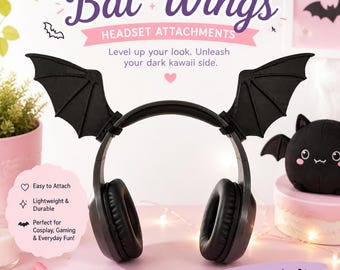 Bat Wings Headset Attachments & Cosplay Props.  Twitch Streamer Gaming Headset Attachment