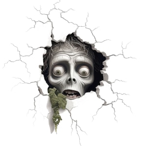Creepy Zombie Wall Decal Sticker - Spooky Wall Decor for Horror Enthusiasts - Terrifying Wall Art for Home, Dorm, Halloween Setup