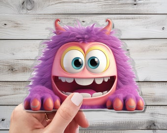 Cute Peeking Monsters Wall Decal - Enchanting Wall Decor for Monster Lovers - Whimsical Wall Art for Home, Nursery, Playroom Setup