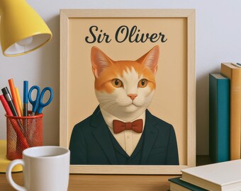 Retrato de mascota personalizado y elegante, perro o gato personalizado con traje o vestido: regalo perfecto para amantes de los perros y los gatos - Descarga digital