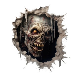 Creepy Zombie Wall Decal Sticker - Spooky Wall Decor for Horror Enthusiasts - Terrifying Wall Art for Home, Dorm, Halloween Setup