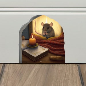 Mouse Sticker For Wall, Mouse Wall Decal, Mouse Vinyl Sticker, Nursery Wall Decor, Tiny Mouse Stickers, Cute Room Decor, Baseboard Sticker