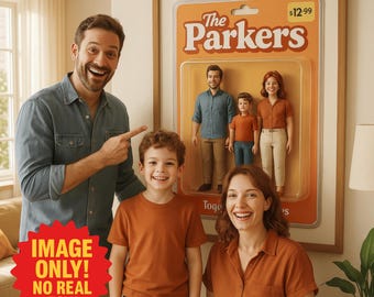 Personalized Family Action Figure Caricature Portrait from Your Photo - Funny Art Gift, Digital, No Physical Toy Included