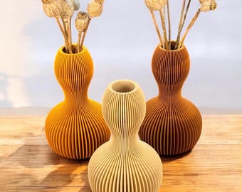 Unique Textured Vase "ZAMBEZI" - Sustainable 3D Printed Wood PLA Vase for Dried Flowers - Eco-Friendly African Room Home Decoration Gift
