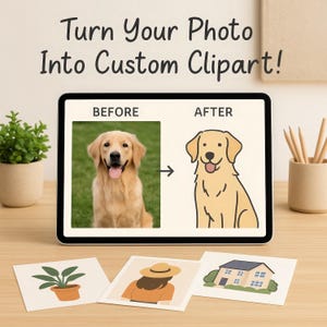Custom Illustrated Clipart from Your Photos - Digital Image Download