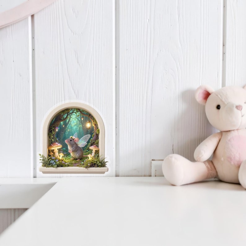 Cute Peek-a-boo Fairy Mouse Wall Decal Sticker - Adorable Wall Decor ...
