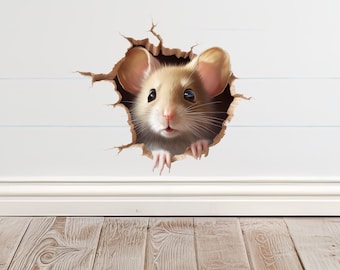 Mouse Sticker For Wall, Mouse Wall Decal, Mouse Vinyl Sticker, Nursery Wall Decor, Tiny Mouse Stickers, Cute Room Decor, Baseboard Sticker