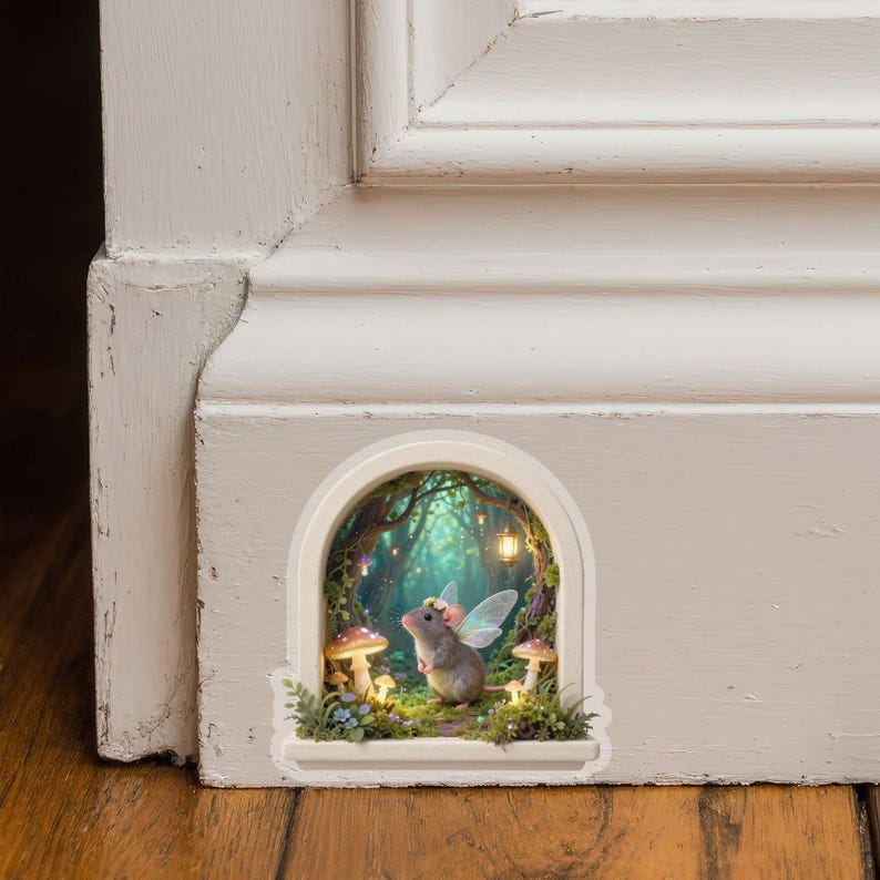 Cute Peek-a-boo Fairy Mouse Wall Decal Sticker - Adorable Wall Decor ...