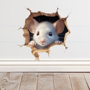 Mouse Hole Decal Sticker For Wall, Mouse Vinyl Sticker, Nursery Mouse Wall Decal Decor, Room Decor Sticker, Baseboard Mouse Hole Sticker