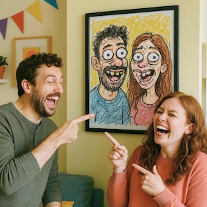 Custom Ugly Couples Doodle Portrait from Your Photo – Quirky and Hilarious Hand-Drawn Style Artwork Couples Gift - Digital Download