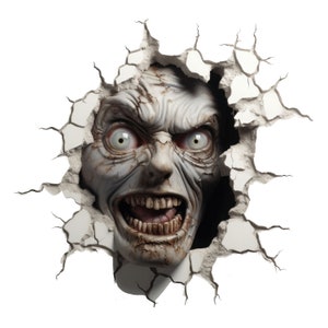 Creepy Zombie Wall Decal Sticker - Spooky Wall Decor for Horror Enthusiasts - Terrifying Wall Art for Home, Dorm, Halloween Setup