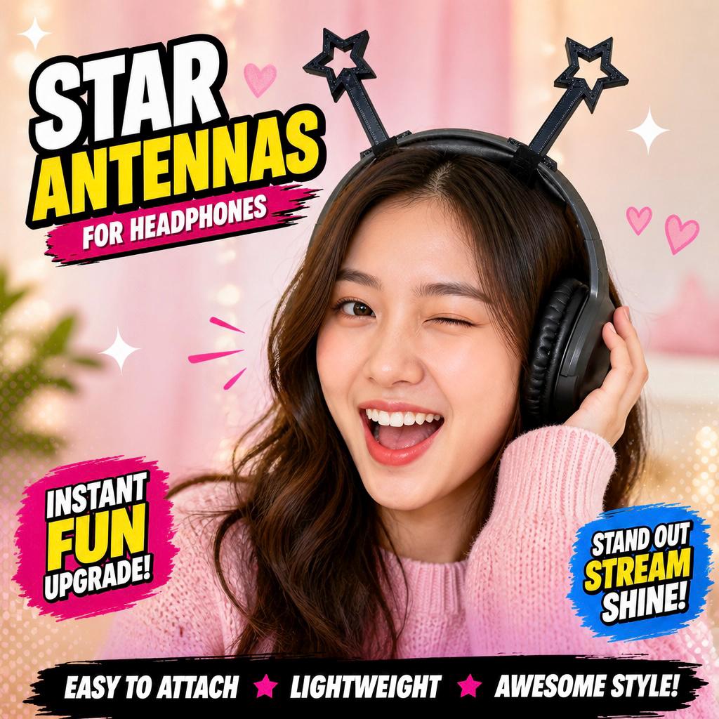Star Antenna for Headphones - 3D Printed Headset Streamer & Gaming
