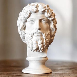 Zeus Desktop Bust - 3D Printed Greek History Bookshelf Statue - Ancient Greek Sculpture - Ancient Sculpture Home Decoration Gift