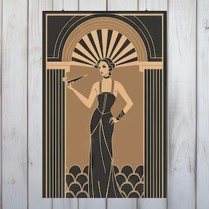 Elegante poster da parete Art Déco anni '20, stampa in stile vintage, carta opaca Fine Art, 3 dimensioni - Decadent Wall Art