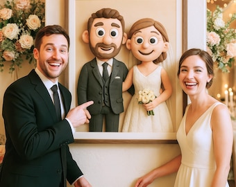Benutzerdefinierte Claymation Hochzeitsporträt - Personalisiertes Kunstwerk im Plastilin-Stil vom Foto - Digitaler Download