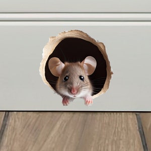 Mouse Vinyl Sticker, Mouse Hole Decal Sticker For Wall, Nursery Mouse Wall Decal Decor, Room Decor Sticker, Baseboard Mouse Hole Sticker
