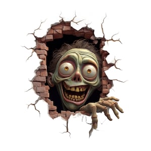 Creepy Zombie Wall Decal Sticker - Spooky Wall Decor for Horror Enthusiasts - Terrifying Wall Art for Home, Dorm, Halloween Setup