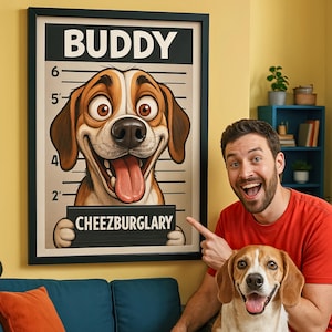 Custom Funny Pet Mugshot Caricature Portraits – Turn Your Pet’s Photo into Hilarious Criminal Artwork - Digital Download Gift