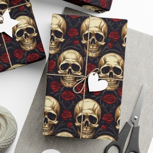 Gothic Skulls Gift Wrap Paper - Eco-Friendly & Unique High Quality Print in Satin or Matte Finish