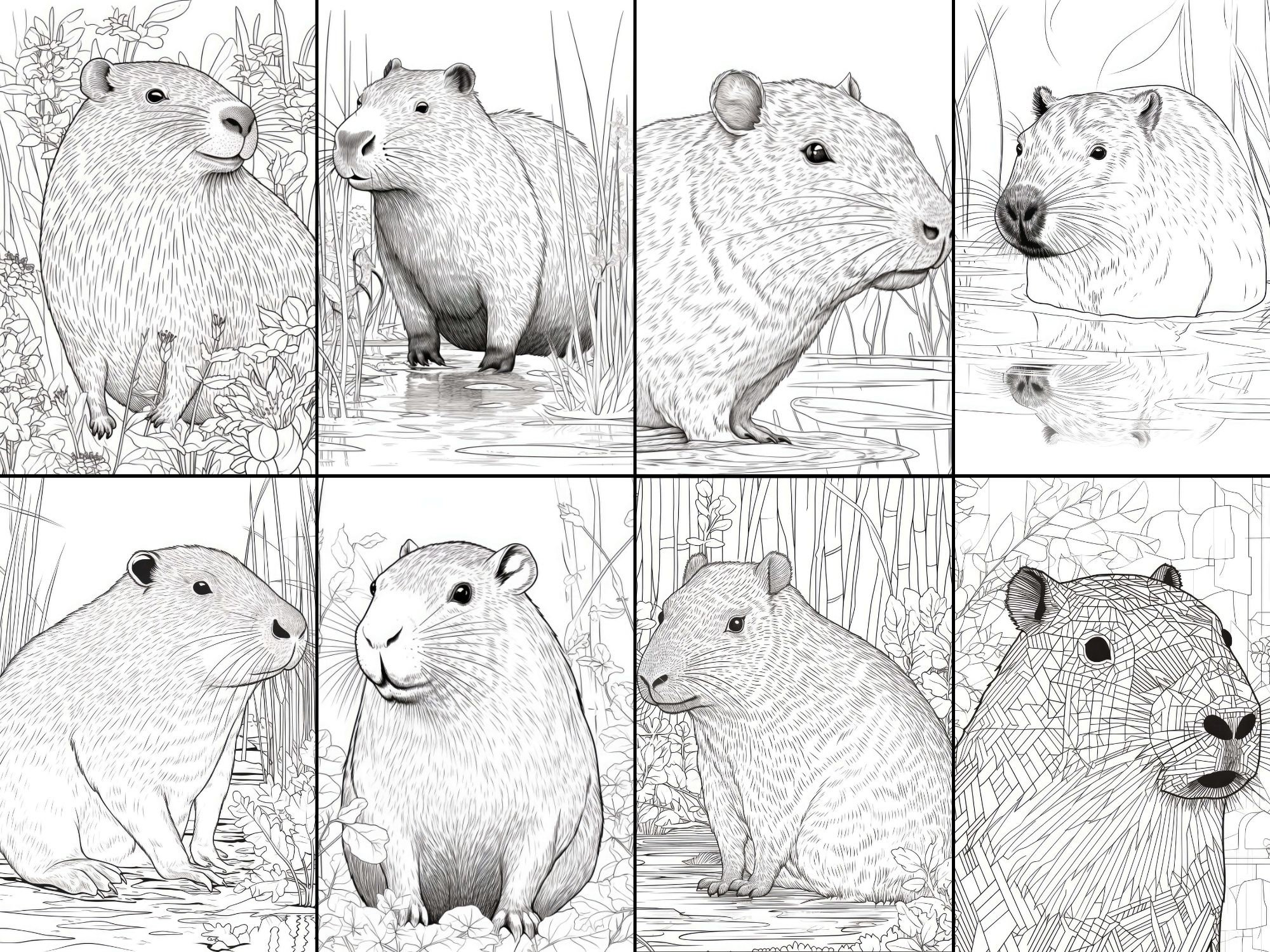 Pin by Gina on coloring  Capybara, Animal coloring pages, Adult coloring