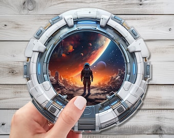 Calcomanía de pared de exploración espacial: decoración épica para astronautas. Portal de arte para el hogar, la guardería y la sala de juegos.