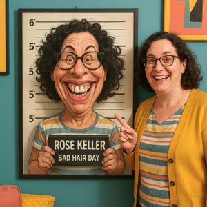 Mugshot Poster Caricature Portrait, Funny Custom Art from Photo, Digital Download - Gift Idea for Friends or Coworkers