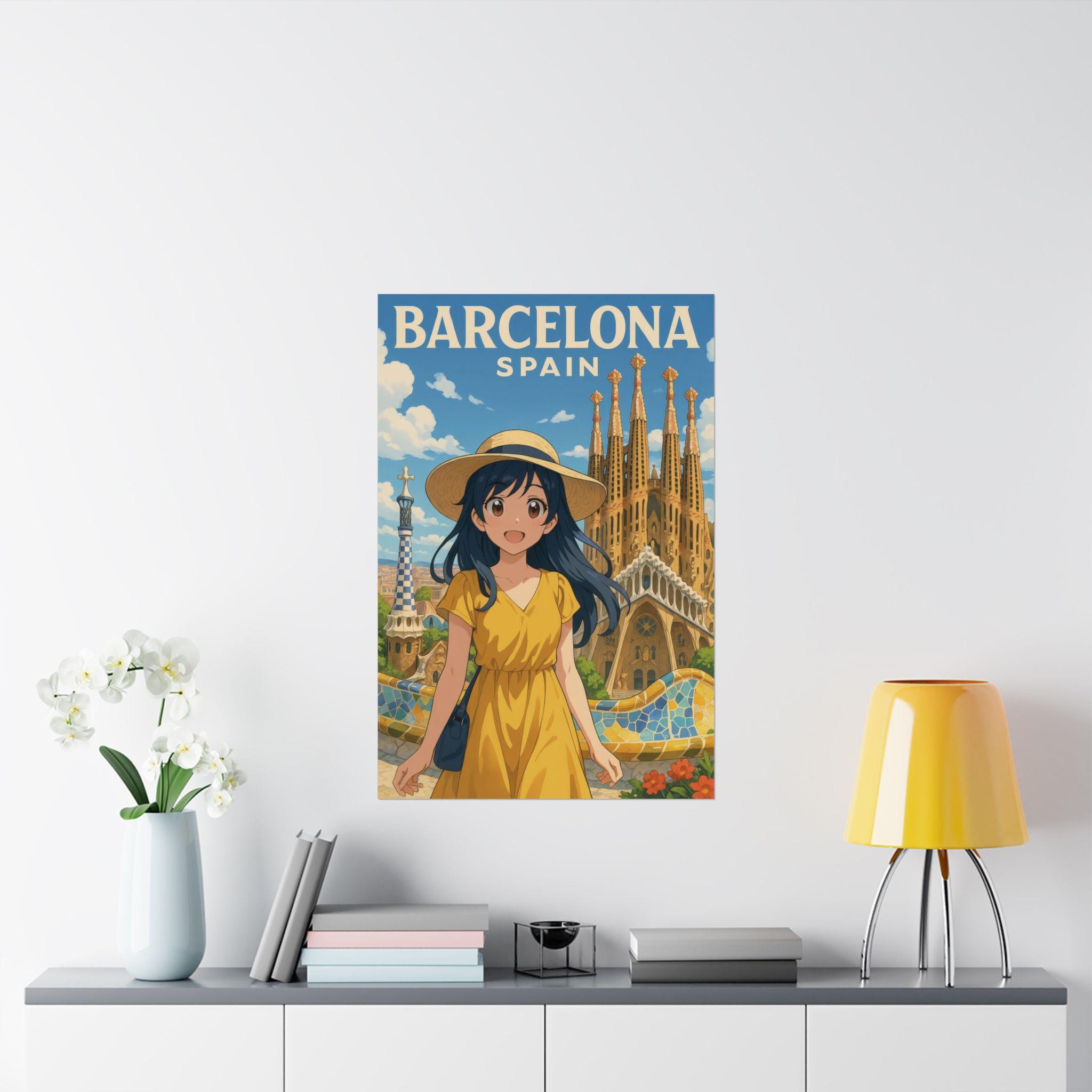 アニメバルセロナ旅行ポスター - マンガウォールアート旅行プリント
