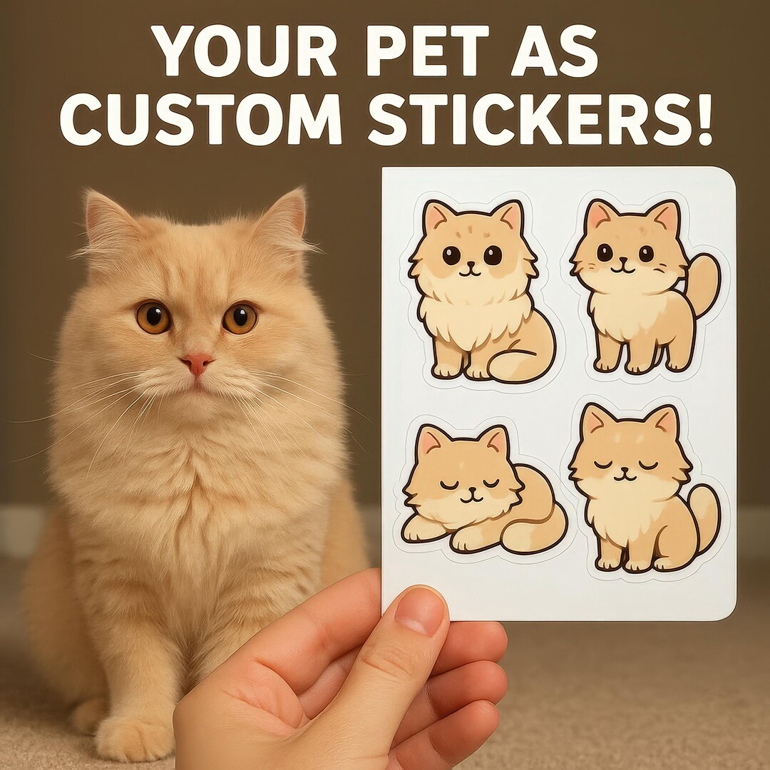 Pets Rectangular Note Sticker Custom Pet Sticker Sheet From Pet Photo – 4 Cute Poses of Your Dog or ...