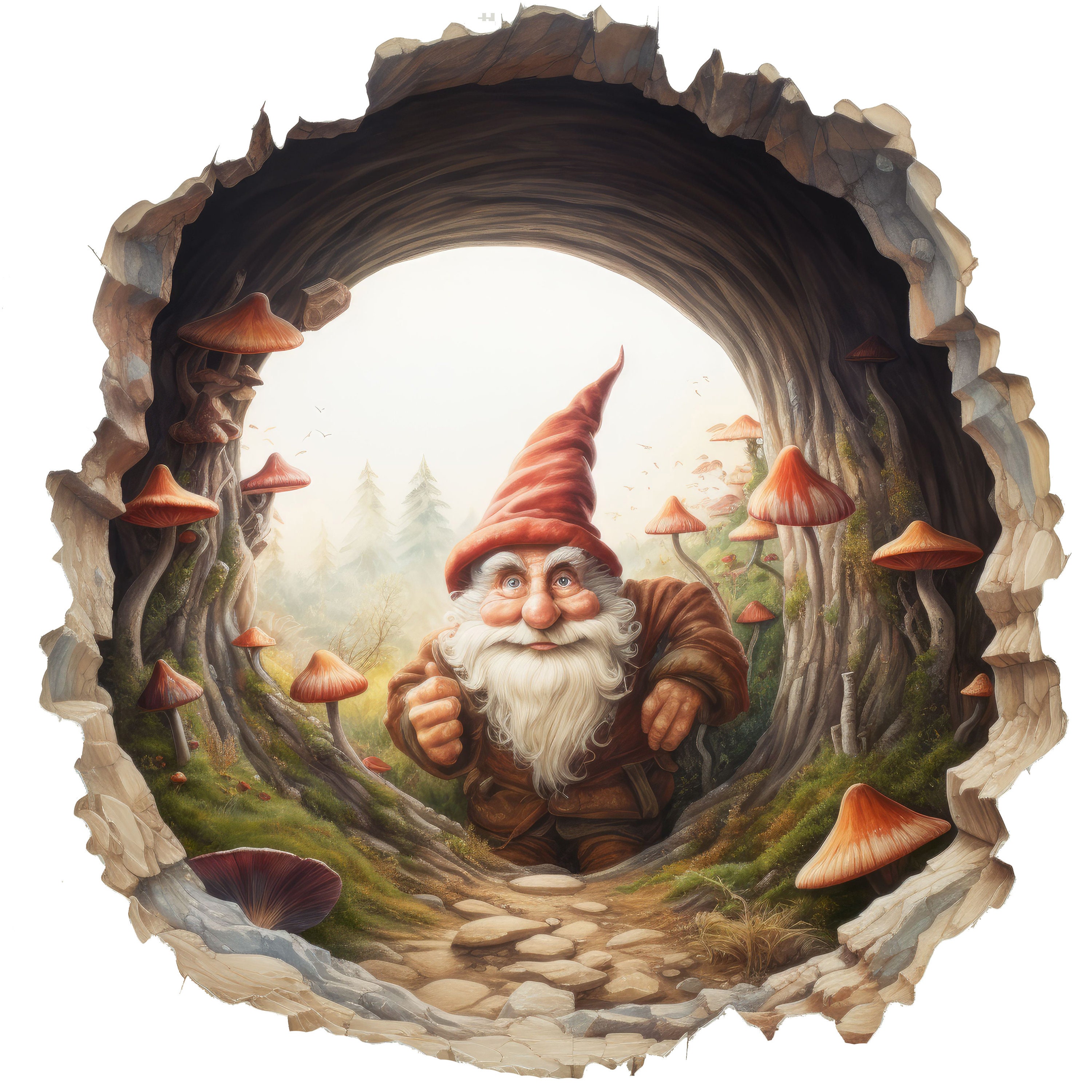Whimsical Gnome World Wall Decal Sticker - Enchanting Wall Decor for Fantasy Lovers - Magical Wall Art for Home, Nursery, Playroom Setup