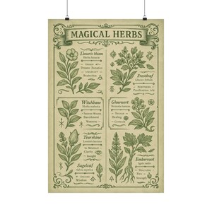 Poster verticale di erbe magiche, stampa artistica da parete botanica, arredamento per la casa naturalistico, illustrazione di medicina erboristica, arredamento per dormitori da strega, pianta