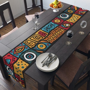 African Tribal Pattern Table Runner - Housewarming Gift - Traditional Table Runner - Cotton Table Runner - Cotton Tablecloth - Table Decor
