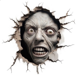 Creepy Zombie Wall Decal Sticker - Spooky Wall Decor for Horror Enthusiasts - Terrifying Wall Art for Home, Dorm, Halloween Setup