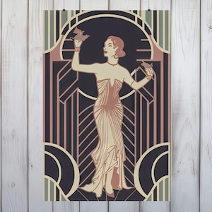 Elegant Art Deco Wall Art Poster, 1920s Inspired Design, Premium Fine Art Matte Paper Print, 3 Sizes - Vintage Decor