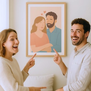 Retrato de pareja personalizado al pastel a partir de tu foto - Ilustración pastel suave y encantadora - Regalo romántico para parejas - Descarga digital