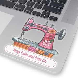 Sewing Quote Vinyl Sticker Decal -  Fun Thread and Needle Stickers for Crafters & DIY Enhusiasts