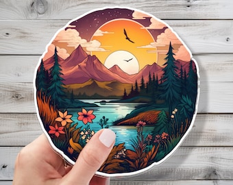Circle of Nature Sticker - Round Nature Vinyl Sticker Decal