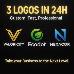 3 Custom Logo Design Package – Receive 3 Professional Logos in Just 24 Hours, Ideal for Online Shops & New Businesses - Digital Download