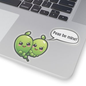 Cute &quot;Peas Be Mine&quot; Peapod Stickers - Kawaii Vegetable Decals for Lovers, Funny Veggie Tags, Romantic Gift Labels