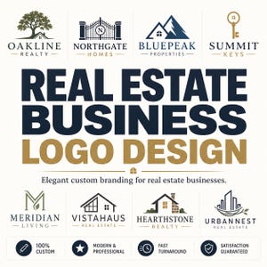 Custom Real Estate Logo Design - Professional Broker Brand Identity Kit - Bespoke Property Developer Emblem - Luxury Realtor Agency Layout