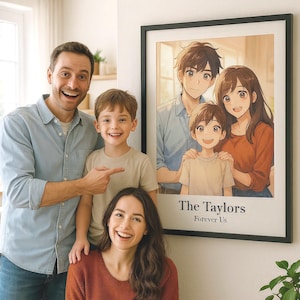 Custom Anime Style Family Portrait – Turn Your Family Photo into Cute Personalized Anime Art - Digital Download
