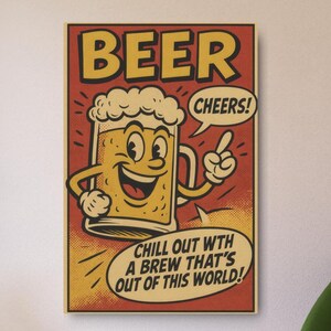 Rustic Beer Commercial Metal Art Sign, Vintage Bar Plaque for Mancave, Unique Brewery Wall Decor, Pub Tavern Hanging, Retro Artwork