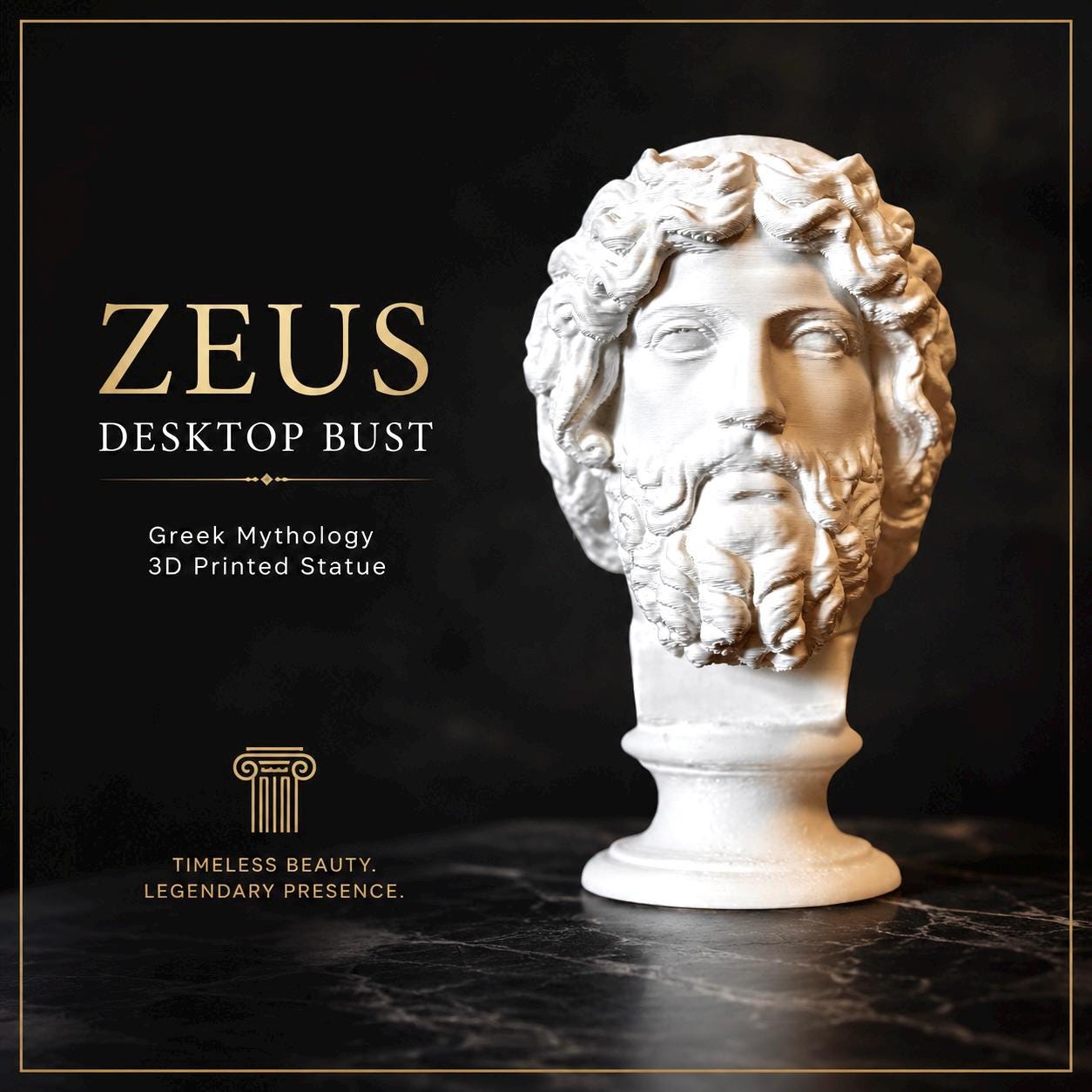 Zeus Desktop Bust - 3D Printed Greek History Bookshelf Statue - Etsy