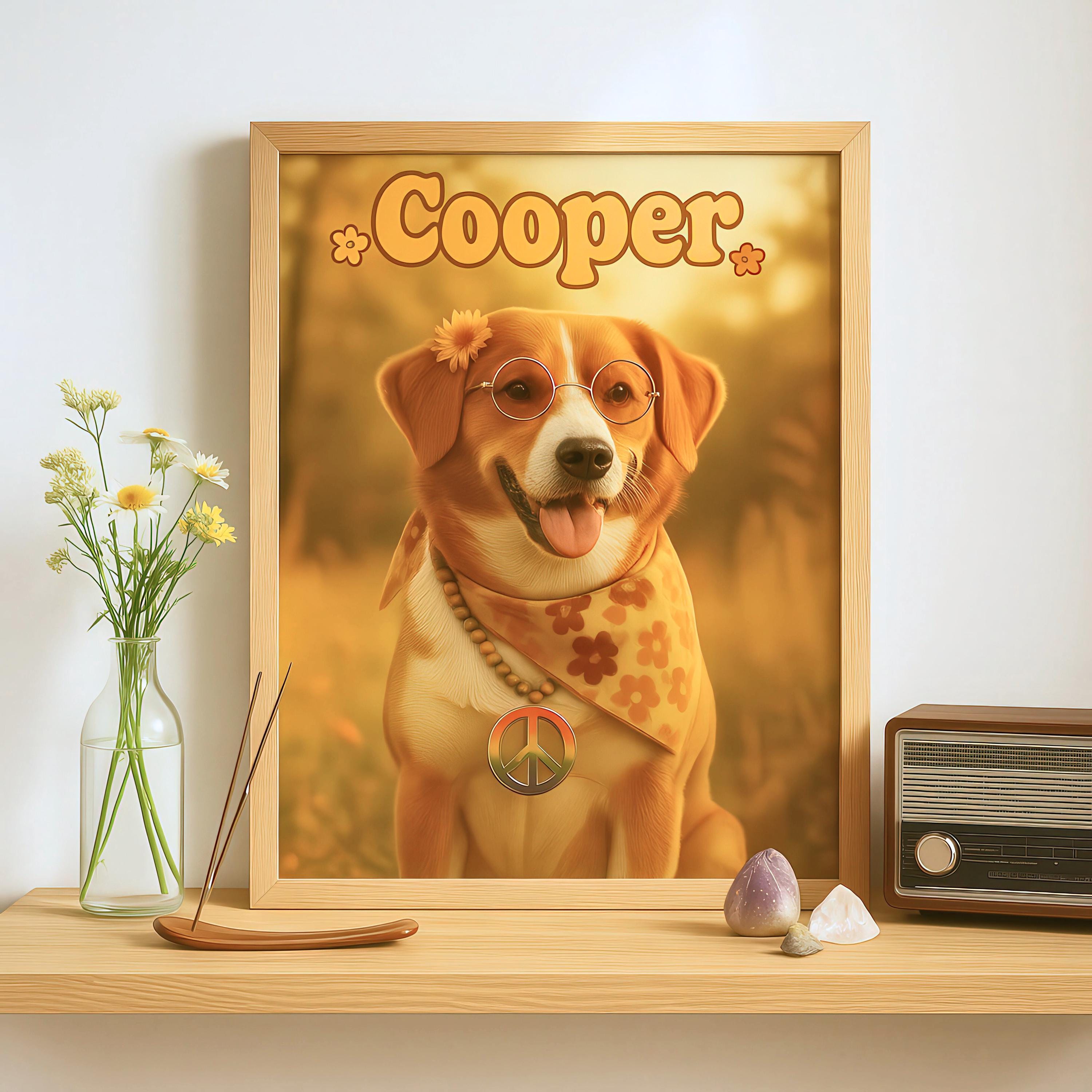 70年代ヒッピー風ペットポートレート - あなたのペットを平和を愛する